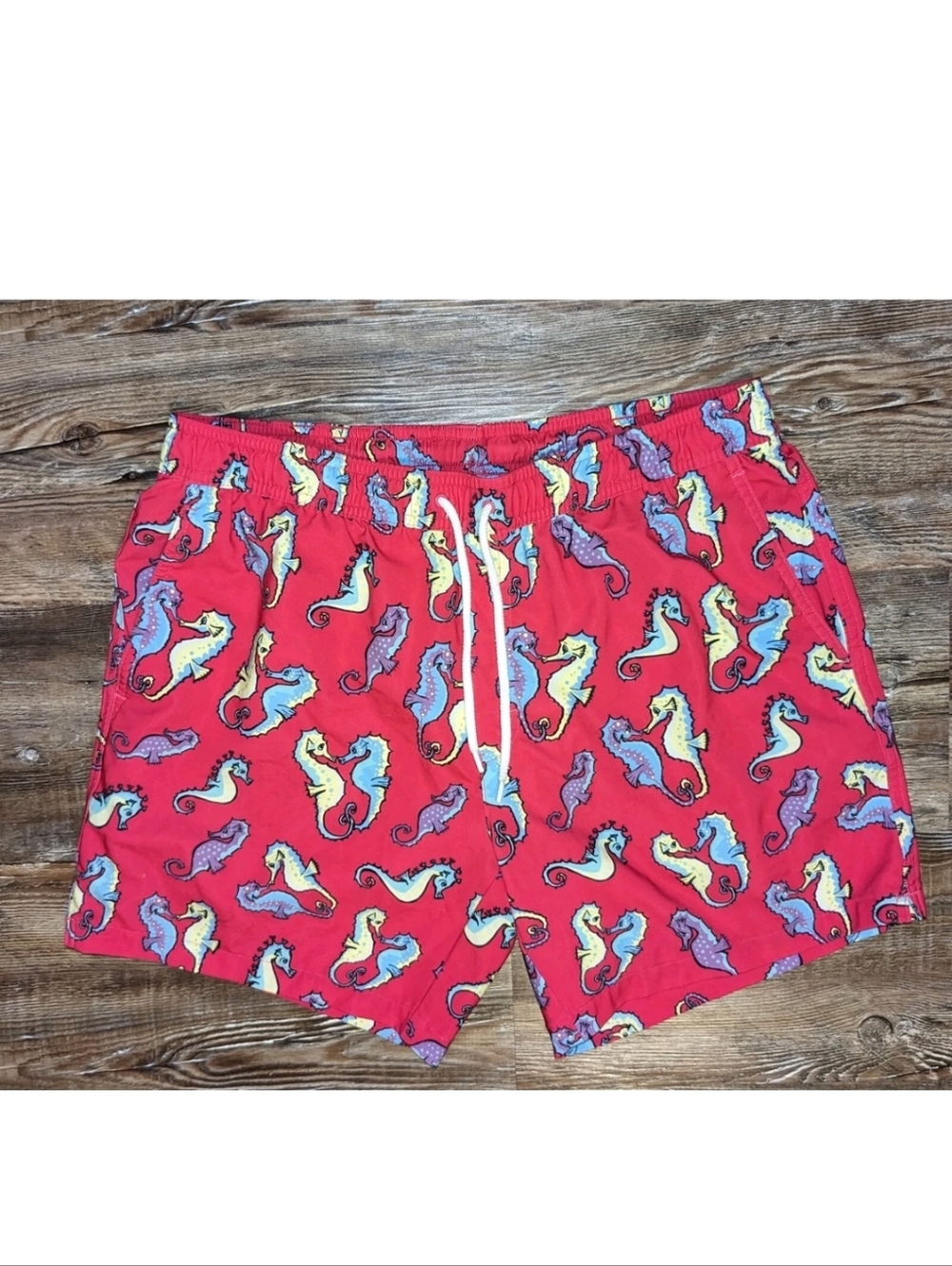 MeUndies Mens Pink Seahorse Print Drawstring Swim Shorts swim Trunks Size Small